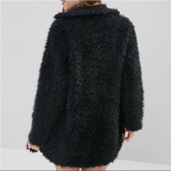 Open Front Sherpa Coat / Black - Picture 3 of 4